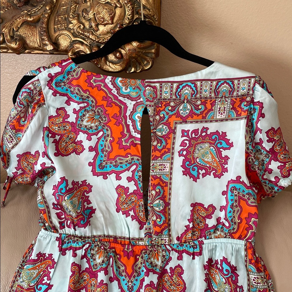 NWOT Alice & Trixie Multicolor Paisley Luxurious Silk Baby Doll Top Blouse L - Picture 7 of 12